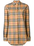 Burberry Stripe Detail Vintage Check Cotton Shirt - Nude & Neutrals