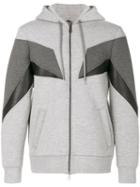 Neil Barrett - Geometric Panelled Hoodie - Men - Cotton/polyurethane/spandex/elastane/viscose - M, Grey, Cotton/polyurethane/spandex/elastane/viscose