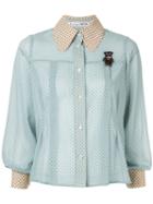 Tu Es Mon Trésor Sheer Polka Dot Shirt - Blue