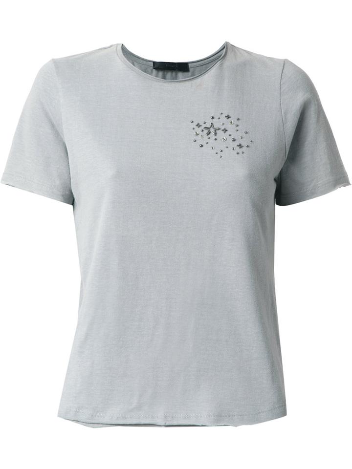 Talie Nk Embroidered T-shirt, Women's, Size: G, Grey, Cotton
