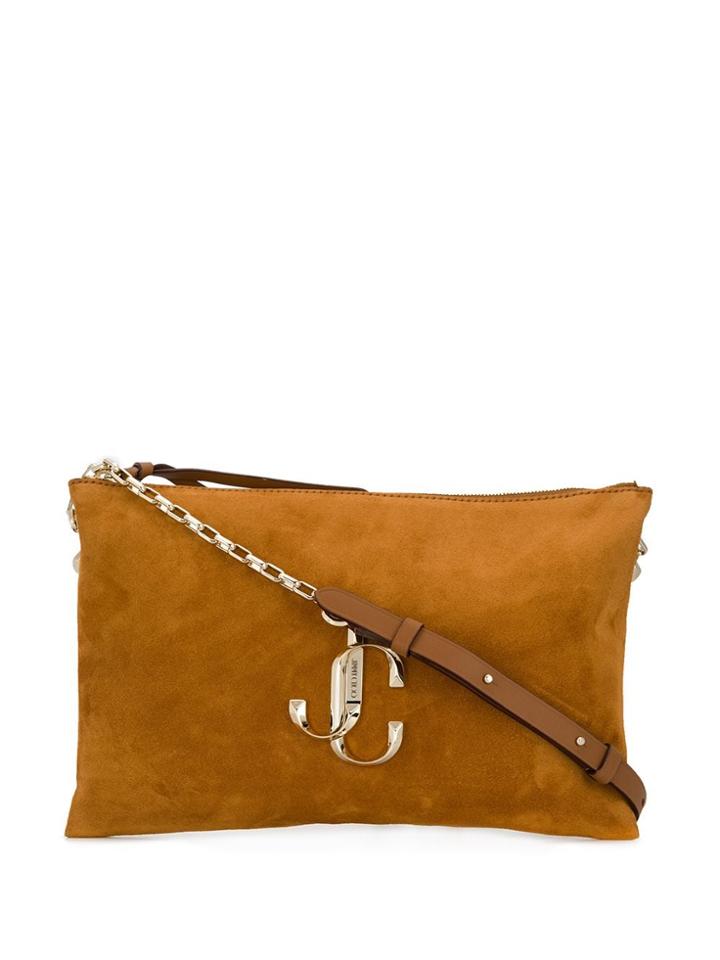 Jimmy Choo Jc Logo Plaque Shoulder Bag - Brown