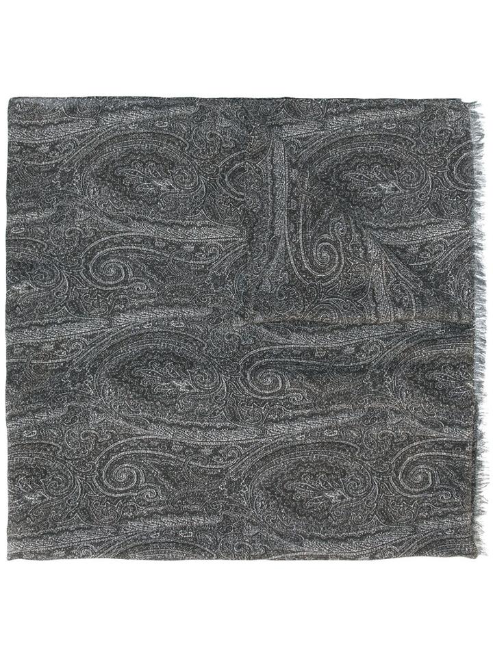 Etro Paisley Print Scarf, Men's, Grey, Modal/cashmere