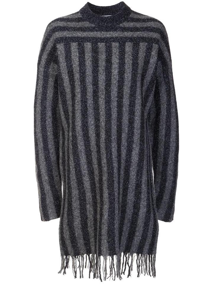 T By Alexander Wang Striped Knitted Dress, Women's, Size: Small, Black, Cotton/merino/polyimide