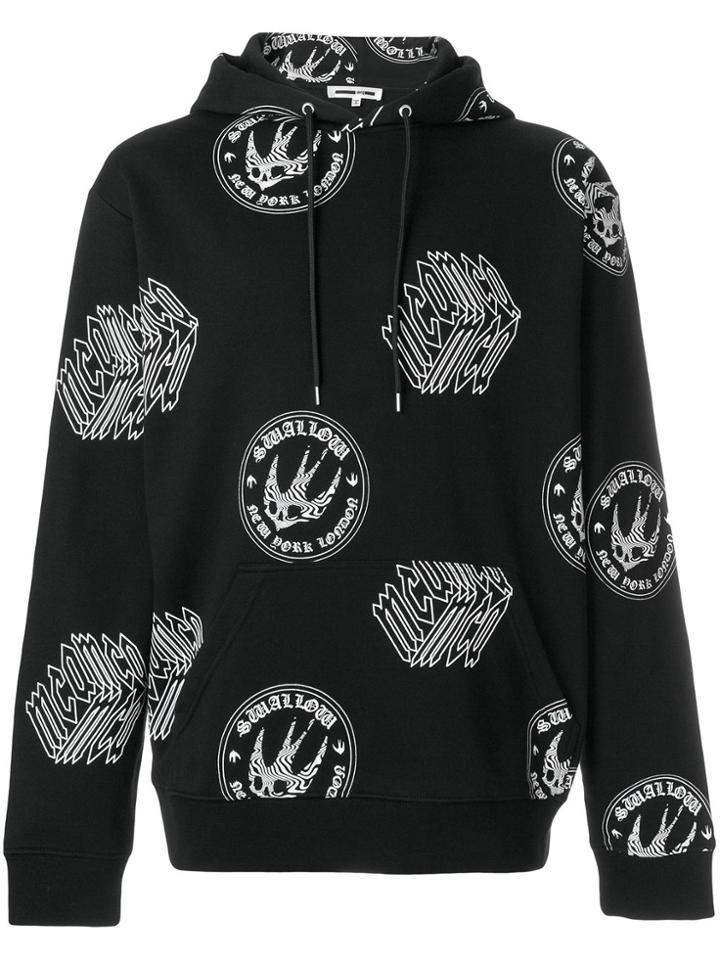 Mcq Alexander Mcqueen Graphic Logo Swallow Print Hoodie - Black