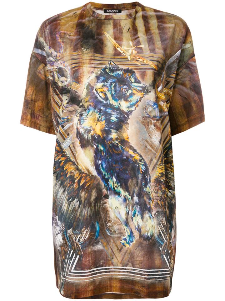 Balmain Tiger Print T-shirt - Multicolour