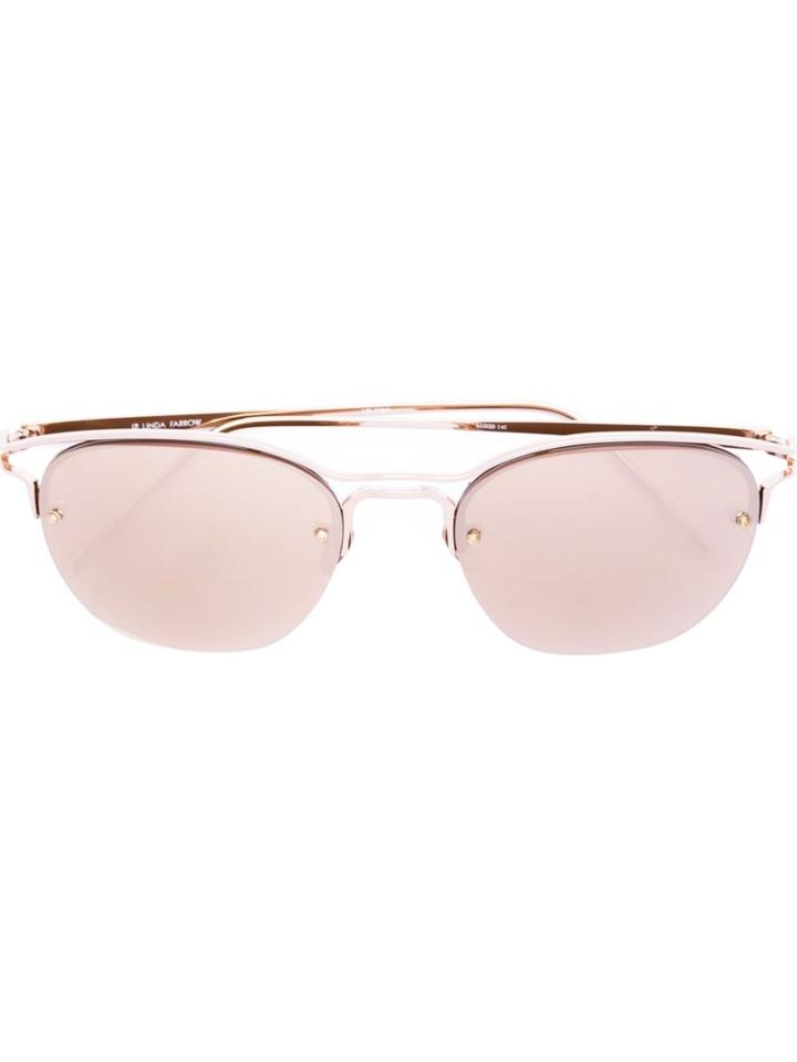 Linda Farrow Square Frame Sunglasses, Women's, Grey, Rose Gold Plated Brass