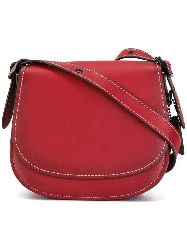 Coach Stitching Detail Saddle Bag, Women's, Red