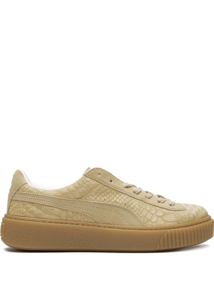 Puma Platform Exotic-skin Sneakers - Neutrals