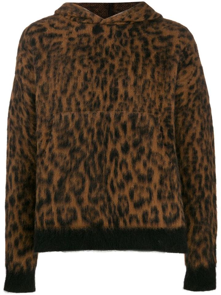 Laneus Loose-fit Leopard Hoodie - Brown
