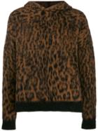 Laneus Loose-fit Leopard Hoodie - Brown