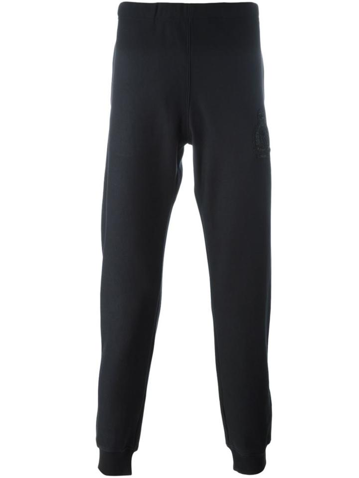 Alexander Mcqueen Crown Patch Track Pants, Men's, Size: Large, Black, Cotton/polyester/metal (other)