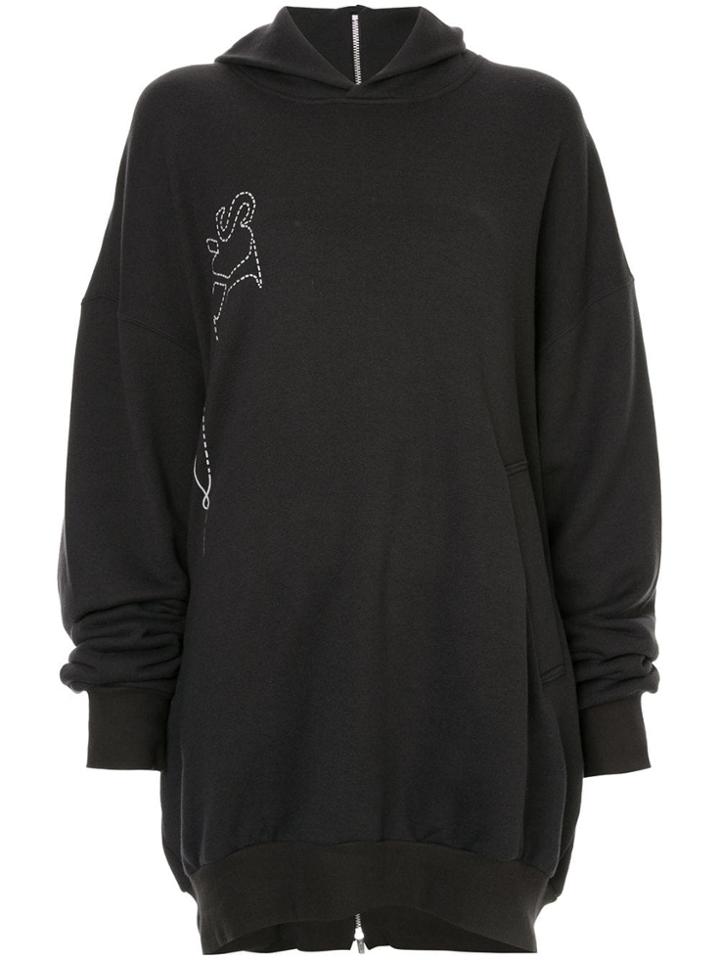 Y's Logo Print Hoodie - Black