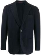 The Gigi Checked Single Breasted Blazer - Blue