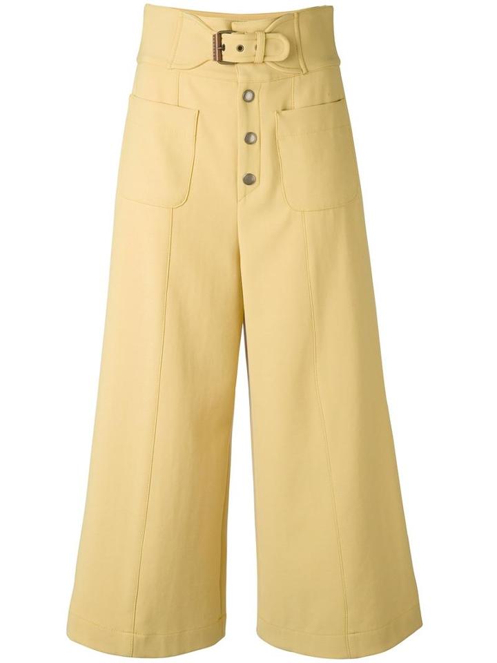 Red Valentino Cropped Wide Leg Trousers, Women's, Size: 42, Yellow/orange, Polyester/spandex/elastane/viscose