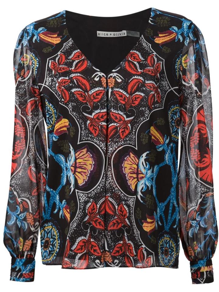 Alice+olivia Deandra Blouse, Women's, Size: M, Black, Polyester/spandex/elastane