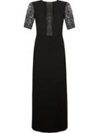 Emannuelle Junqueira Crew Neck Lace Panel Gown, Women's, Size: 38, Black, Polyamide/viscose Crepe