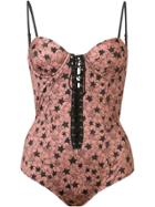 Fleur Du Mal Cupped Lace Up One-piece - Nude & Neutrals