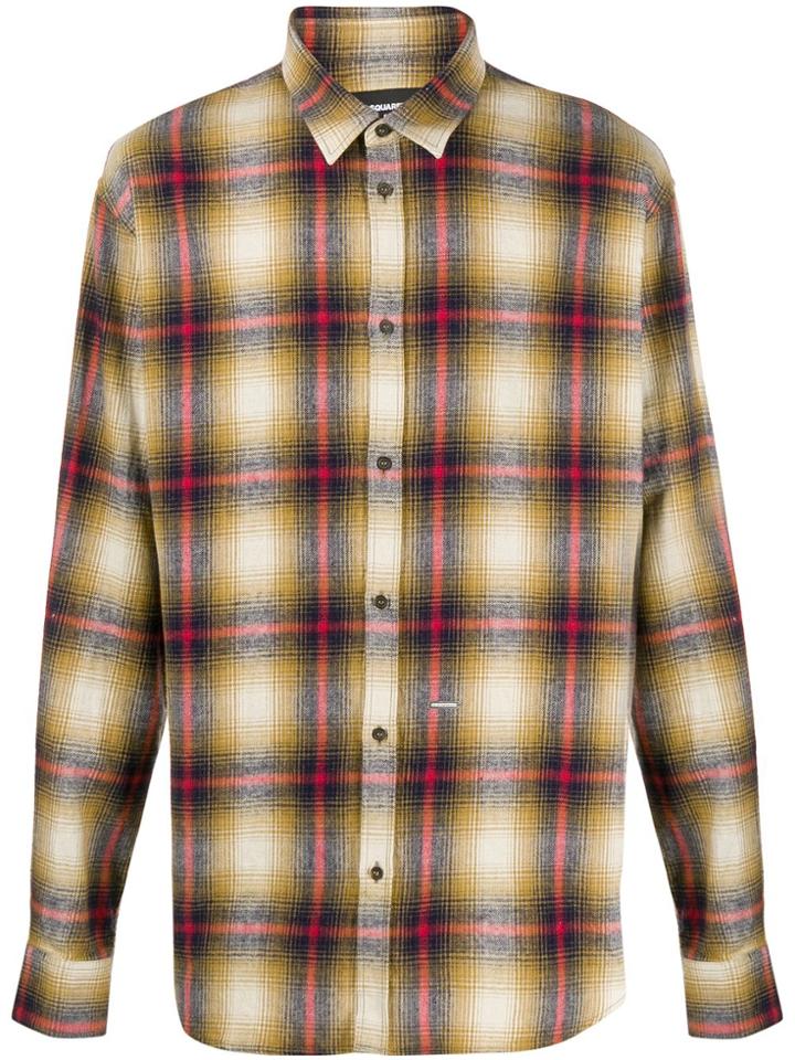Dsquared2 Checked Long Sleeve Shirt - Gold