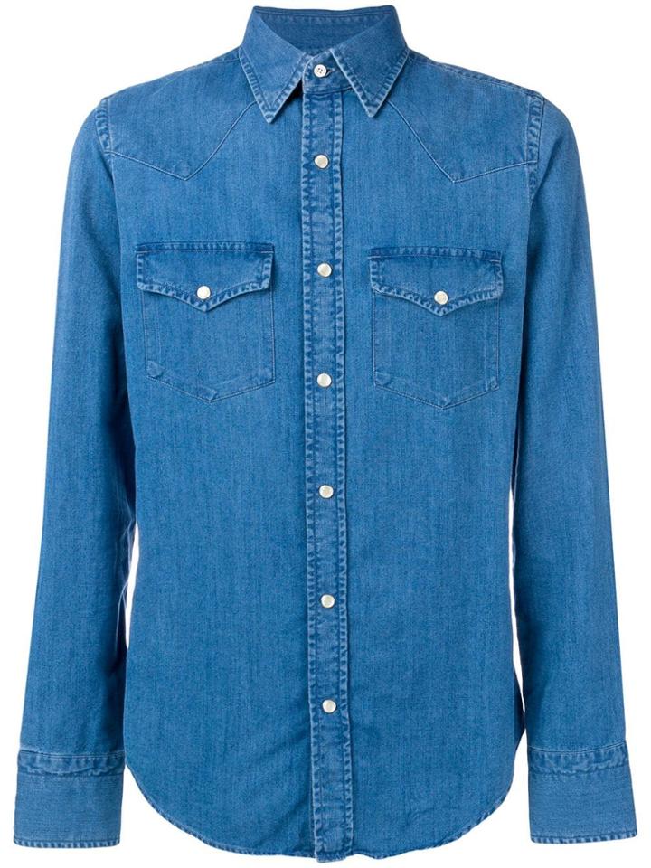 Tom Ford Slim Denim Shirt - Blue