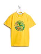 Stone Island Kids Logo Print T-shirt, Boy's, Size: 6 Yrs, Yellow/orange