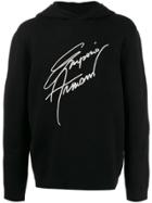 Emporio Armani Embroidered Knitted Hoodie - Blue