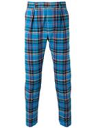 Paul Smith Checked Trousers, Men's, Size: 32, Blue, Cotton/spandex/elastane/cupro