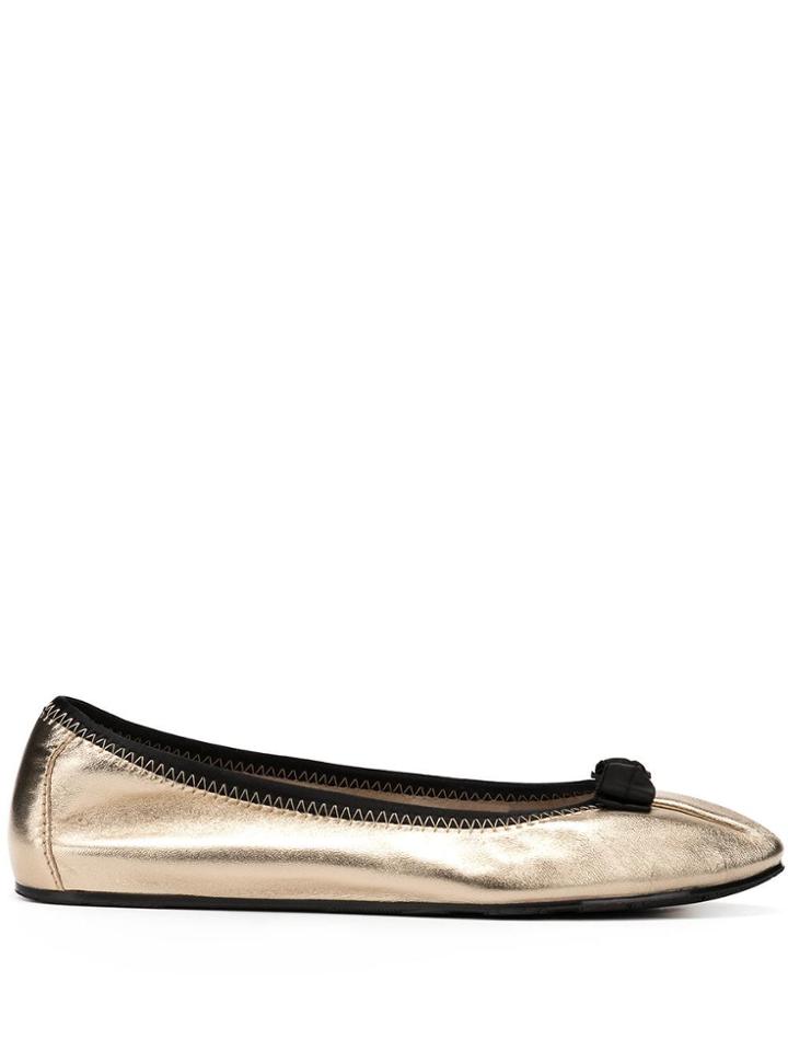 Salvatore Ferragamo Foldaway Ballerina Shoes - Gold