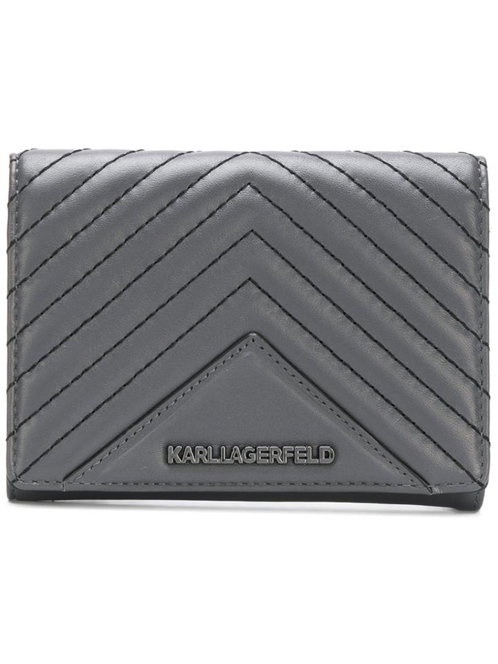 Karl Lagerfeld Klassic Quilted Fold Wallet - Grey