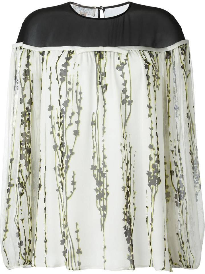 Giambattista Valli Sheer Panel Blouse, Women's, Size: 44, White, Silk