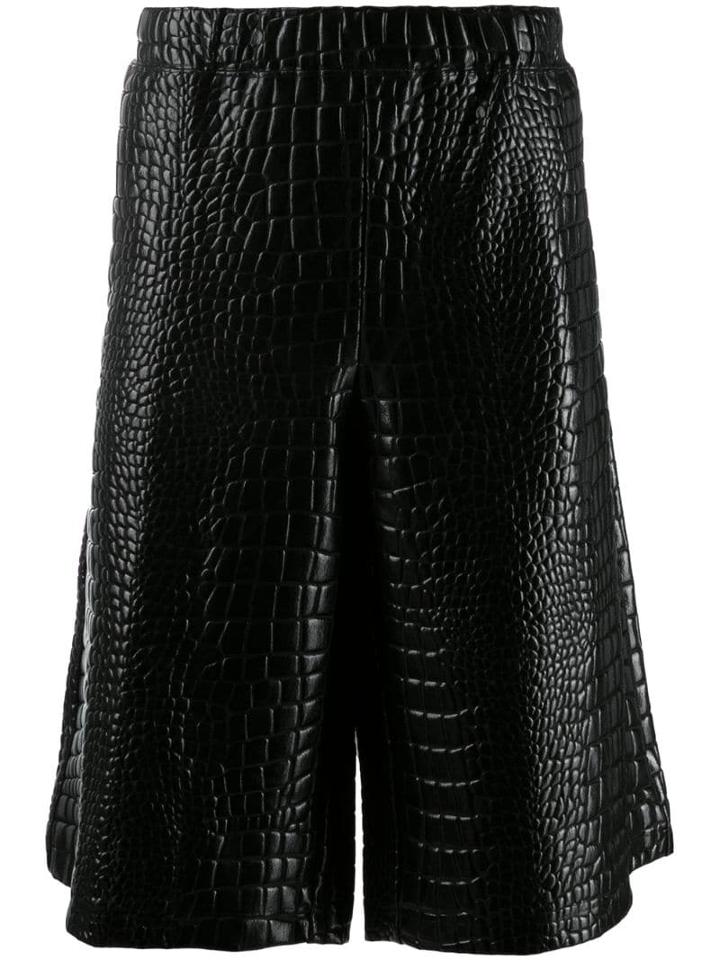 Comme Des Garçons Homme Plus Embossed Crocodile Effect Shorts - Black