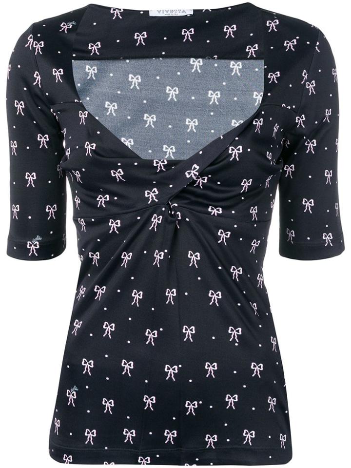Vivetta Bow Print Top - Black