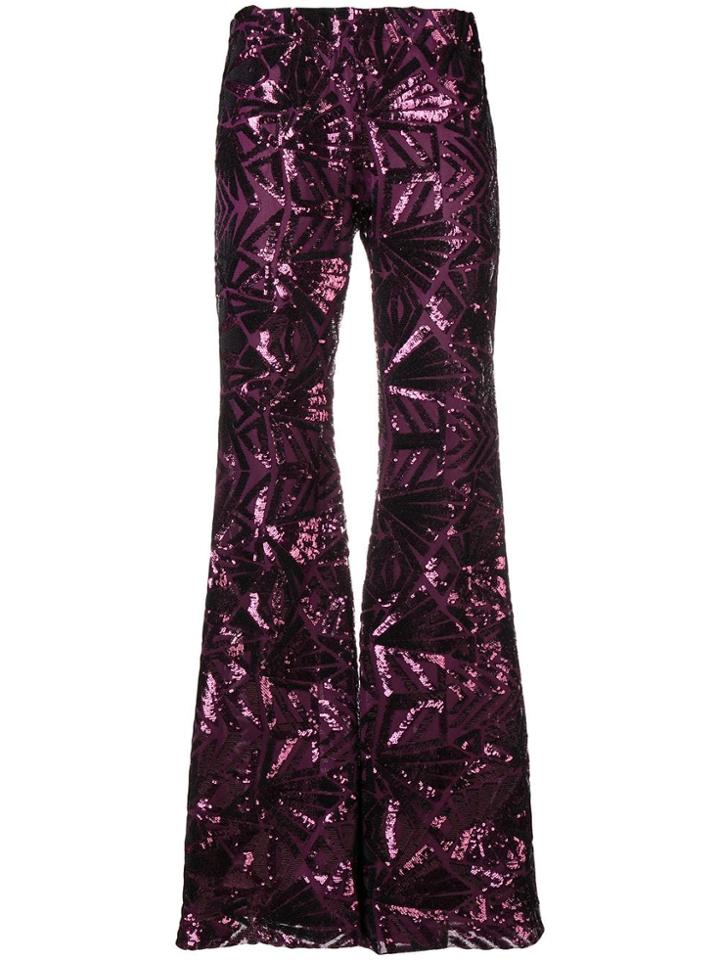 P.a.r.o.s.h. '70s Disco Flared Trousers - Pink & Purple
