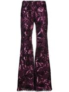 P.a.r.o.s.h. '70s Disco Flared Trousers - Pink & Purple