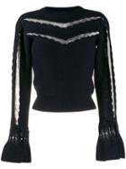 Self-portrait Lace Insert Knitted Jumper - Blue