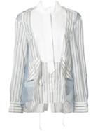 Sacai Sheer Panel Stripe Bib Shirt, Women's, Size: 2, White, Silk/cotton/cupro