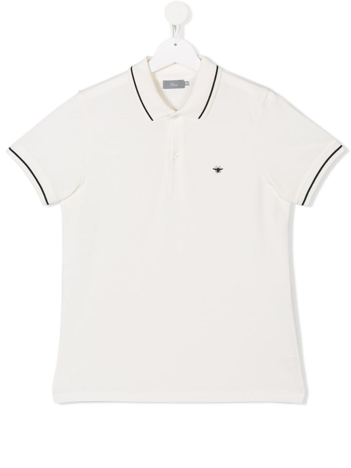 Baby Dior Teen Embroidered Logo Polo Shirt - White