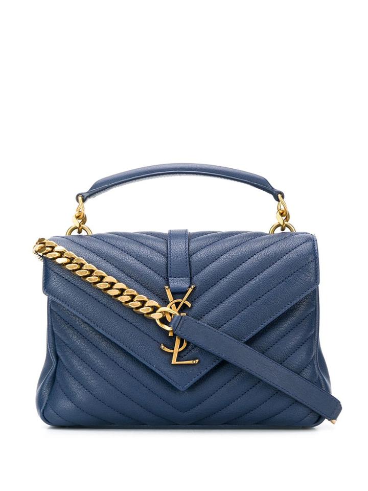 Saint Laurent College Medium Leather Bag - Blue