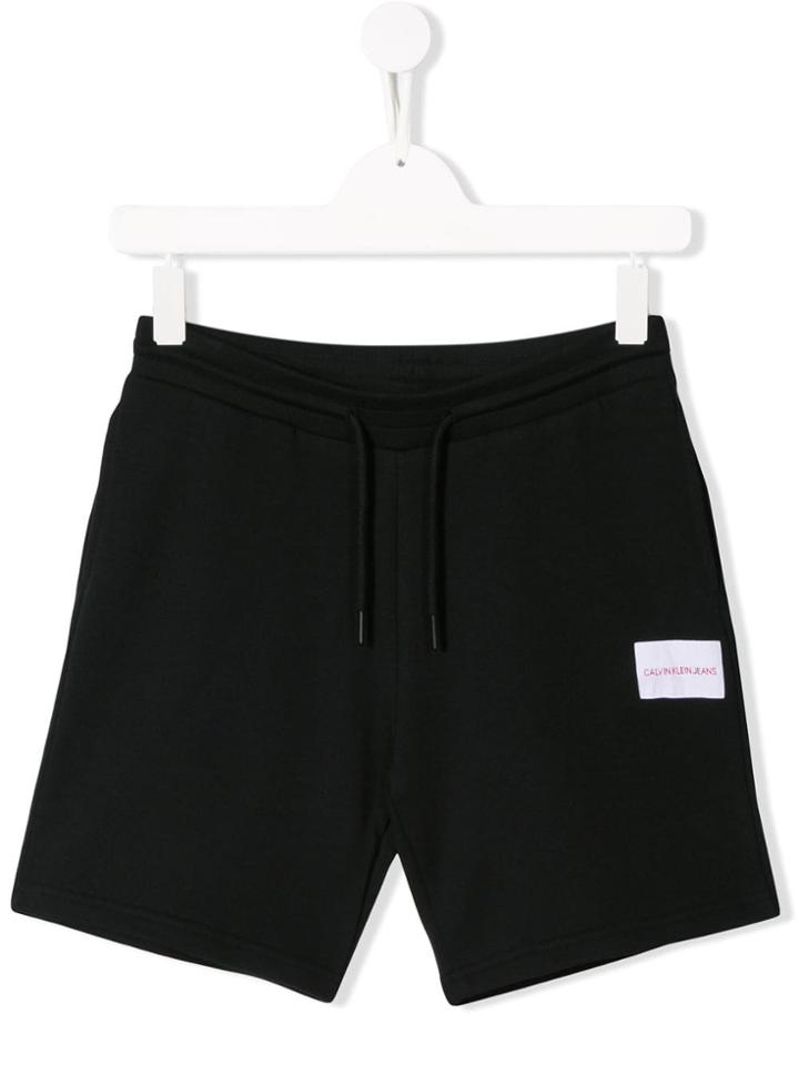 Calvin Klein Kids Logo Patch Track Shorts - Black