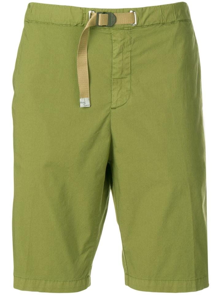 White Sand Belted Straight-leg Shorts - Green