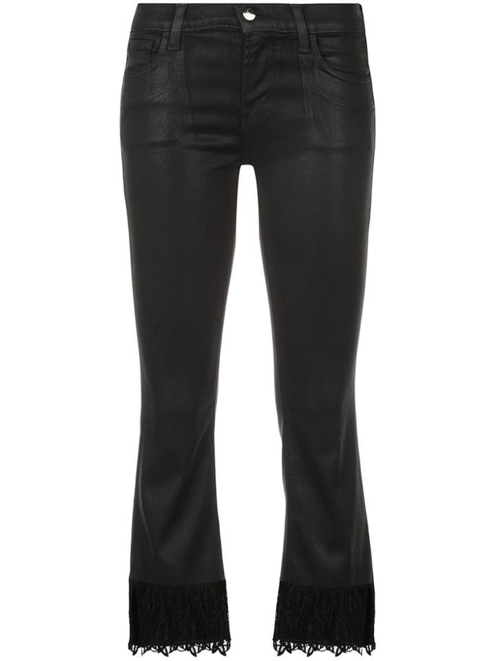 J Brand Selena Crop Lace Trim Jeans - Black