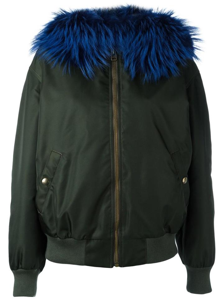 Mr & Mrs Italy Fur Collar Bomber Jacket - Green