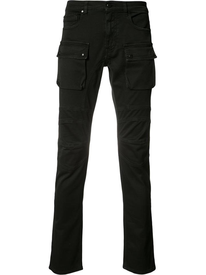 Belstaff Panelled Cargo Jeans, Men's, Size: 34, Black, Cotton