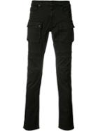 Belstaff Panelled Cargo Jeans, Men's, Size: 34, Black, Cotton