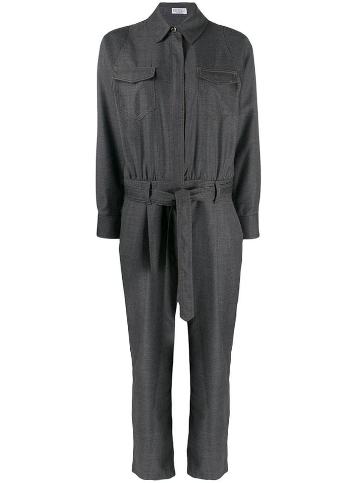Brunello Cucinelli Belted Jumpsuitn - Grey