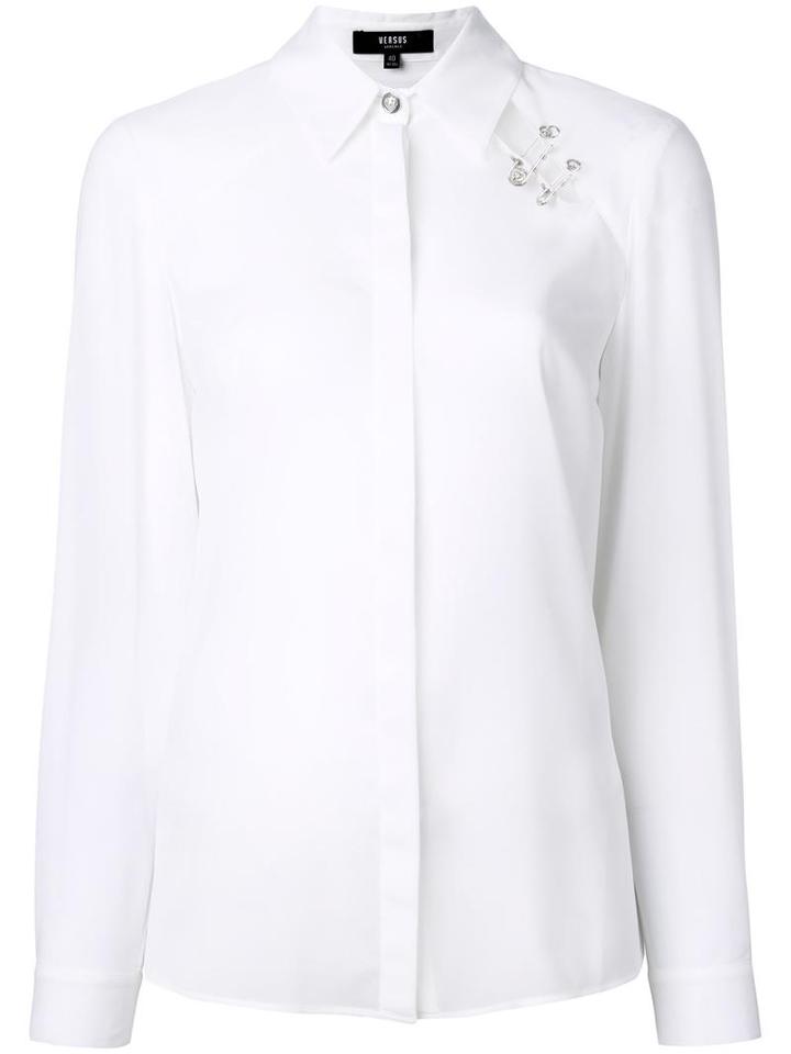 Versus Safety Pin Detail Shirt, Women's, Size: 44, White, Polyester