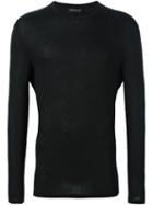 Neil Barrett Crew Neck Sweater, Men's, Size: Large, Black, Viscose