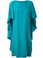 Alberta Ferretti - Waterfall Sleeve Dress - Women - Silk - 40, Blue, Silk