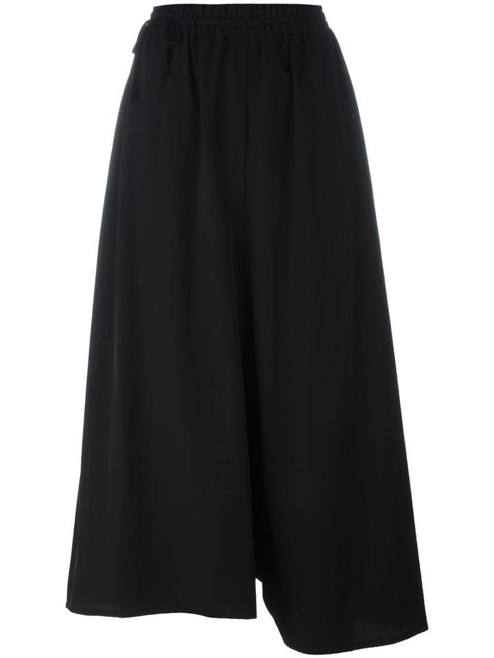 Y's Elasticated Waistband Cropped Trousers, Women's, Size: Small, Black, Cotton/cupro