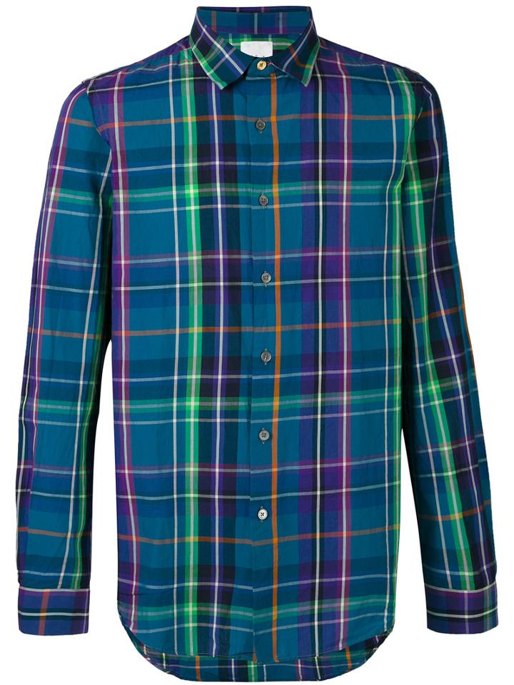 Paul Smith - Checked Shirt - Men - Cotton - M, Blue, Cotton