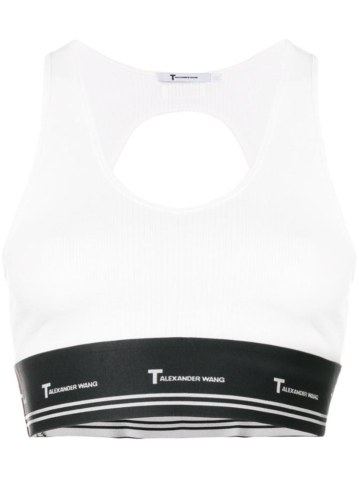 T By Alexander Wang Logo Band Cropped Top - White